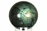 Flashy, Polished Labradorite Sphere - Brilliant Blues #266176-1